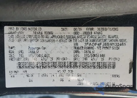 2011 Ford Fiesta Ses z USA, uszkodzony, nr VIN 3FADP4FJ8BM132465